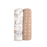 Crane Baby Muslin Swaddle Set of 2 - Ezra Animal & Copper Dash