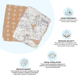 Crane Baby Muslin Swaddle Set of 2 - Ezra Animal & Copper Dash