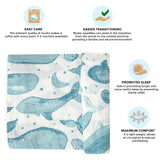Crane Baby Single Swaddle Wrap - Caspian Whale Print