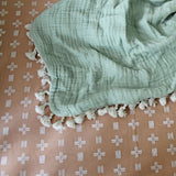 Crane Baby 6 Layer Muslin Blanket - Evergreen