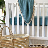 Crane Baby Crib Fitted Sheet - Muslin Riverstone