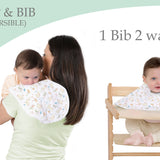 Abracadabra 2 in 1 Reversible Bib & Burp Pad Bunny Garden