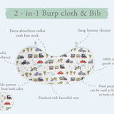 Abracadabra 2 in 1 Reversible Bib & Burp Pad Transport