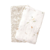 Crane Baby Muslin Swaddle Set of 2 - Willow Dainty Leaf