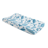 Crane Baby Quilted Change Pad Cover - Caspian Whale