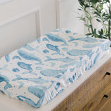 Crane Baby Quilted Change Pad Cover - Caspian Whale