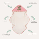 abracadabra Hooded Towel with 2 Face Washers Tender Heart