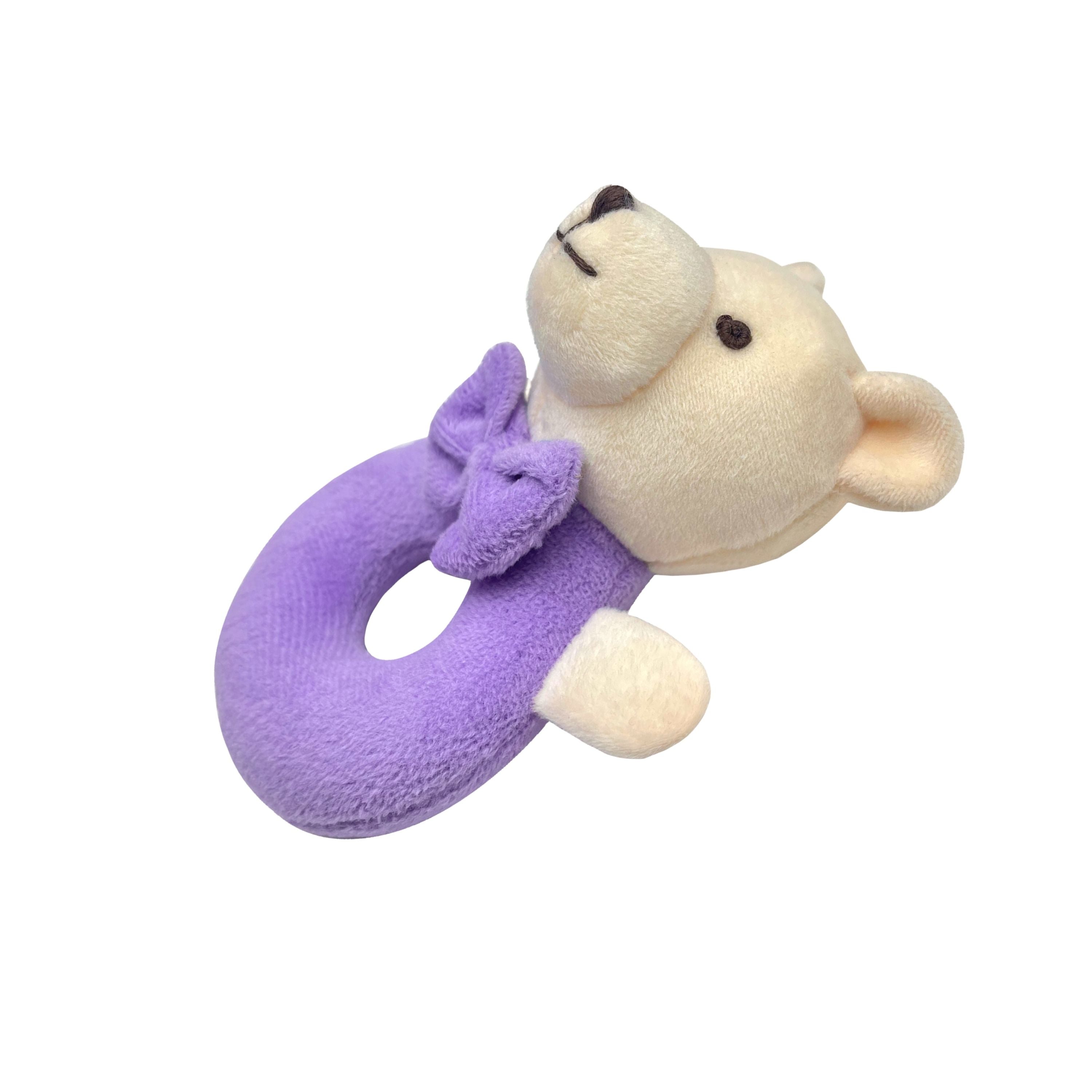 Purple Rattles Purple Bear Ring Rattle – Soft Baby Rattle for Newborns | Abracadabra