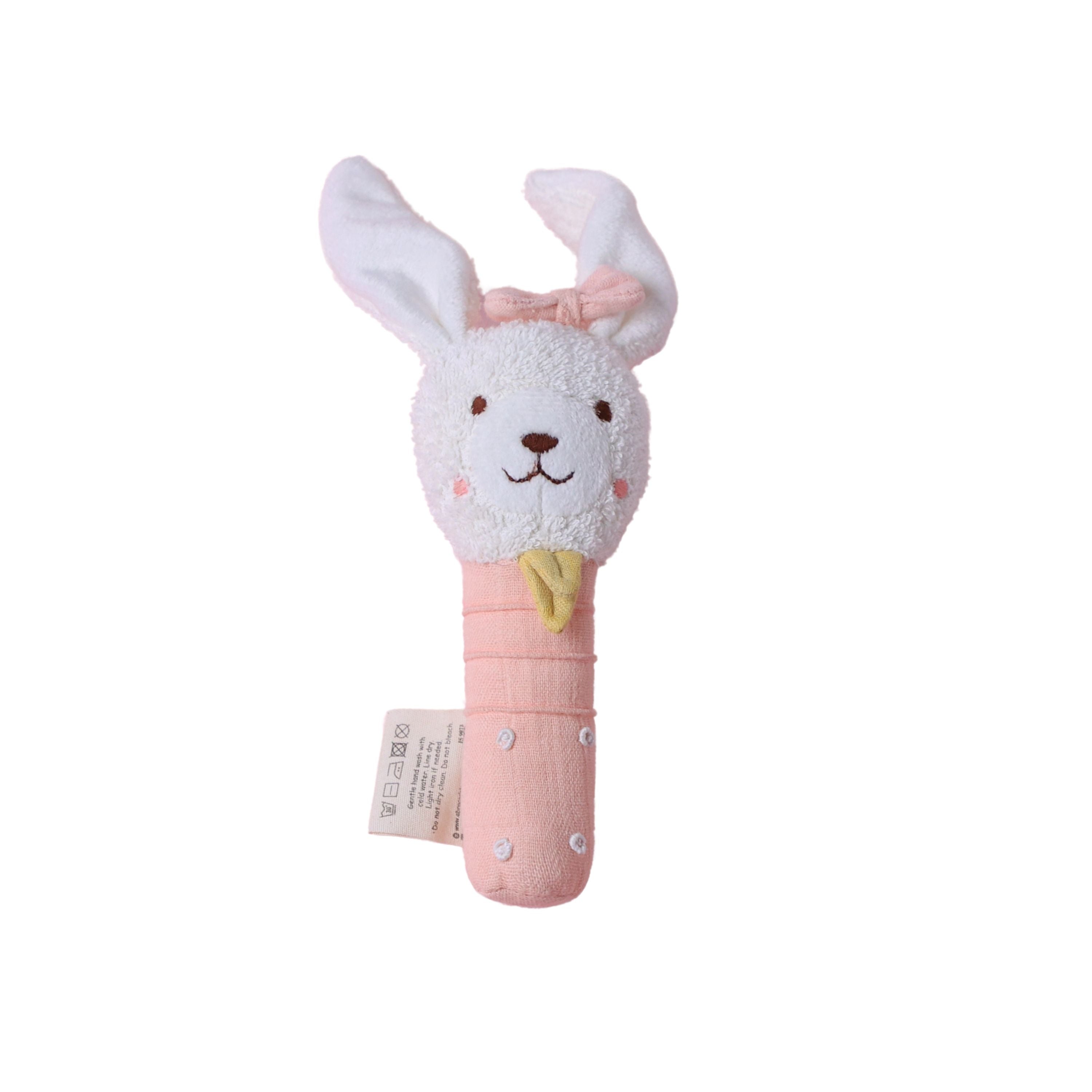 Pink Bear Hand Rattle – Soft Baby Rattle Toy | Abracadabra