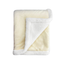 Beige baby blanket with ultra-soft plush fabric and white sherpa backing, folded to show dual-texture design.