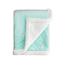 Turquoise baby blanket with ultra-soft plush fabric and white sherpa backing, folded to show dual-texture design.